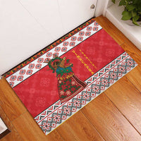 Personalized Romania Christmas Rubber Doormat Romanian Carpet The Goat Dance - Wonder Print Shop