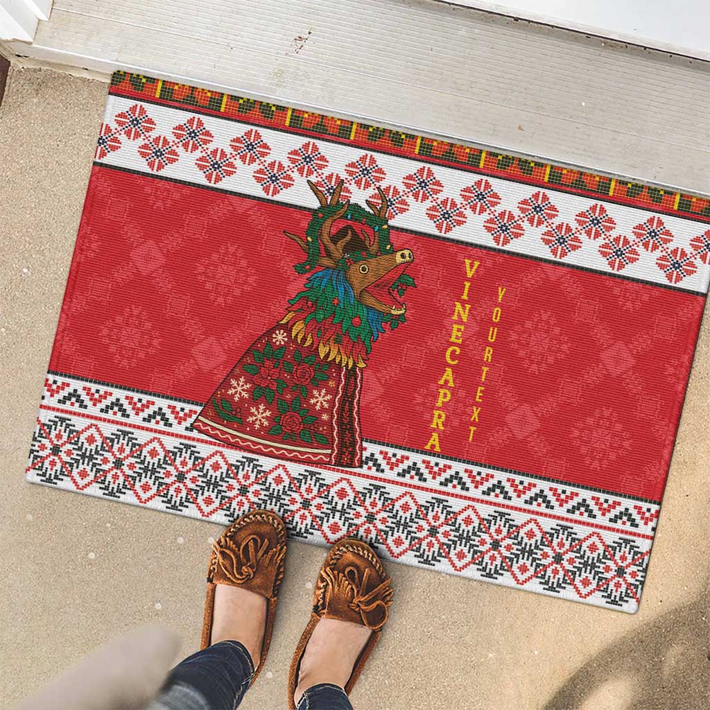 Personalized Romania Christmas Rubber Doormat Romanian Carpet The Goat Dance - Wonder Print Shop