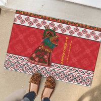 Personalized Romania Christmas Rubber Doormat Romanian Carpet The Goat Dance - Wonder Print Shop