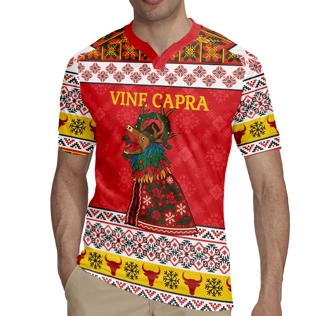 Personalized Romania Christmas Rugby Jersey Romanian Carpet The Goat Dance - Wonder Print Shop