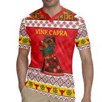 Personalized Romania Christmas Rugby Jersey Romanian Carpet The Goat Dance - Wonder Print Shop