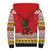 Personalized Romania Christmas Sherpa Hoodie Romanian Carpet The Goat Dance - Wonder Print Shop