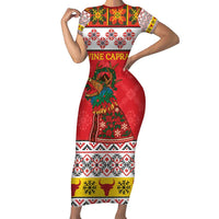 Personalized Romania Christmas Short Sleeve Bodycon Dress Romanian Carpet The Goat Dance - Wonder Print Shop