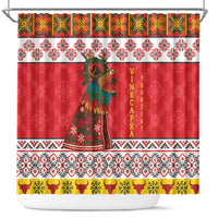 Personalized Romania Christmas Shower Curtain Romanian Carpet The Goat Dance - Wonder Print Shop