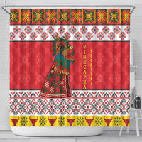 Personalized Romania Christmas Shower Curtain Romanian Carpet The Goat Dance - Wonder Print Shop