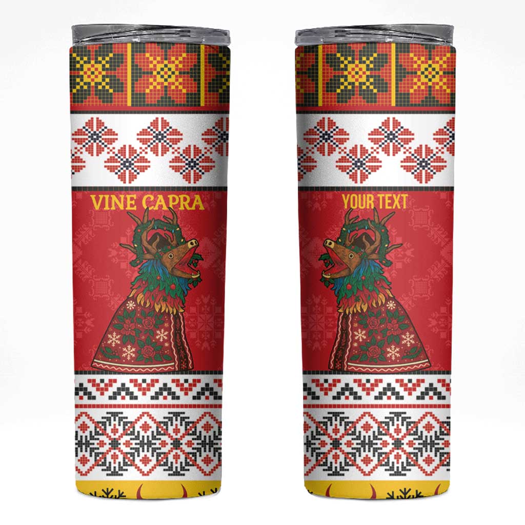 Personalized Romania Christmas Skinny Tumbler Romanian Carpet The Goat Dance - Wonder Print Shop
