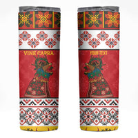 Personalized Romania Christmas Skinny Tumbler Romanian Carpet The Goat Dance - Wonder Print Shop