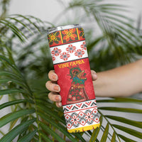 Personalized Romania Christmas Skinny Tumbler Romanian Carpet The Goat Dance - Wonder Print Shop