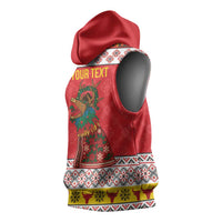 Personalized Romania Christmas Sleeveless Hoodie Romanian Carpet The Goat Dance - Wonder Print Shop