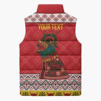 Personalized Romania Christmas Sleeveless Puffer Jacket Romanian Carpet The Goat Dance - Wonder Print Shop