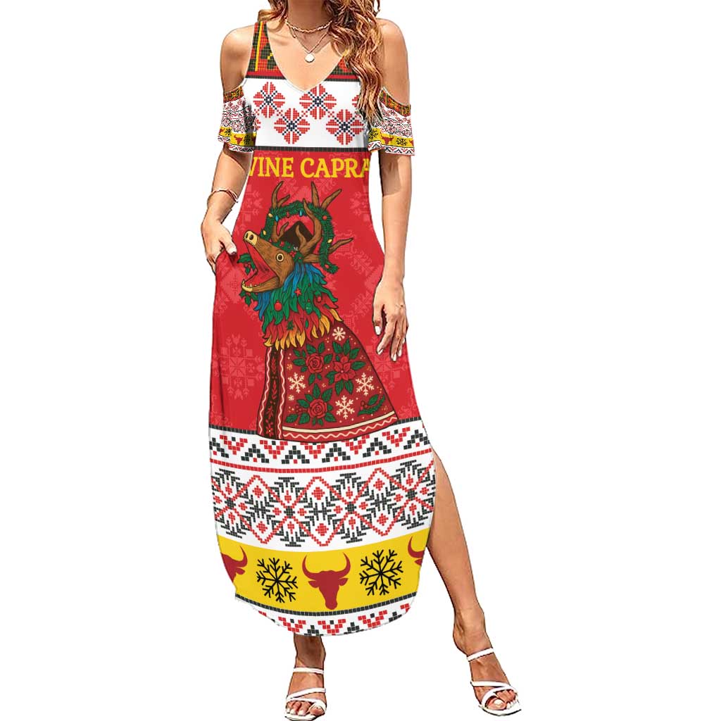 Personalized Romania Christmas Summer Maxi Dress Romanian Carpet The Goat Dance - Wonder Print Shop