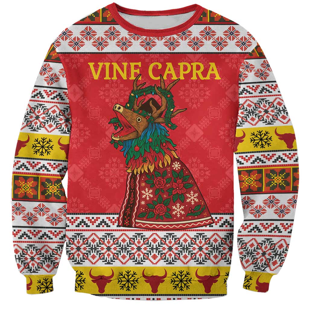 Personalized Romania Christmas Sweatshirt Romanian Carpet The Goat Dance - Wonder Print Shop