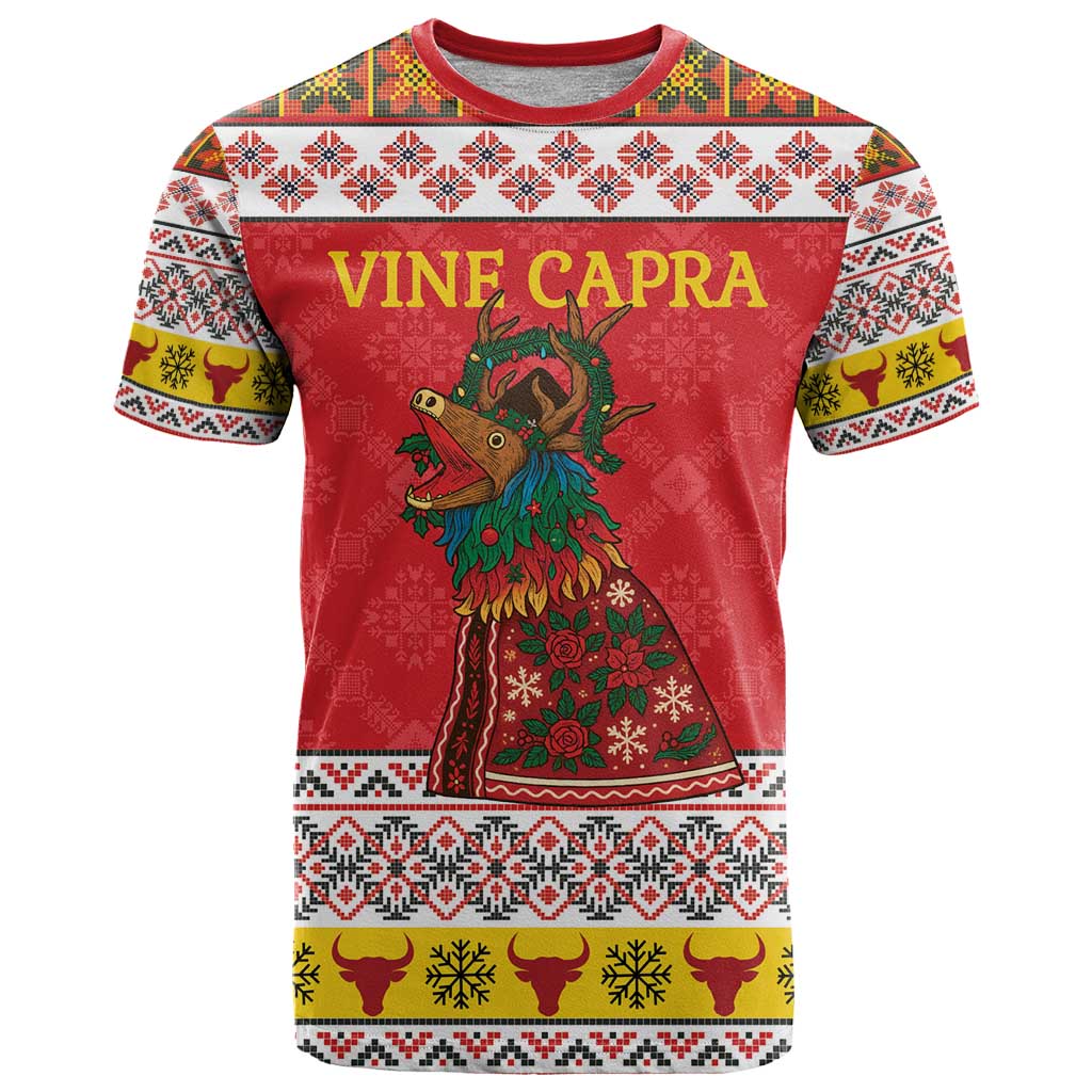 Personalized Romania Christmas T Shirt Romanian Carpet The Goat Dance - Wonder Print Shop