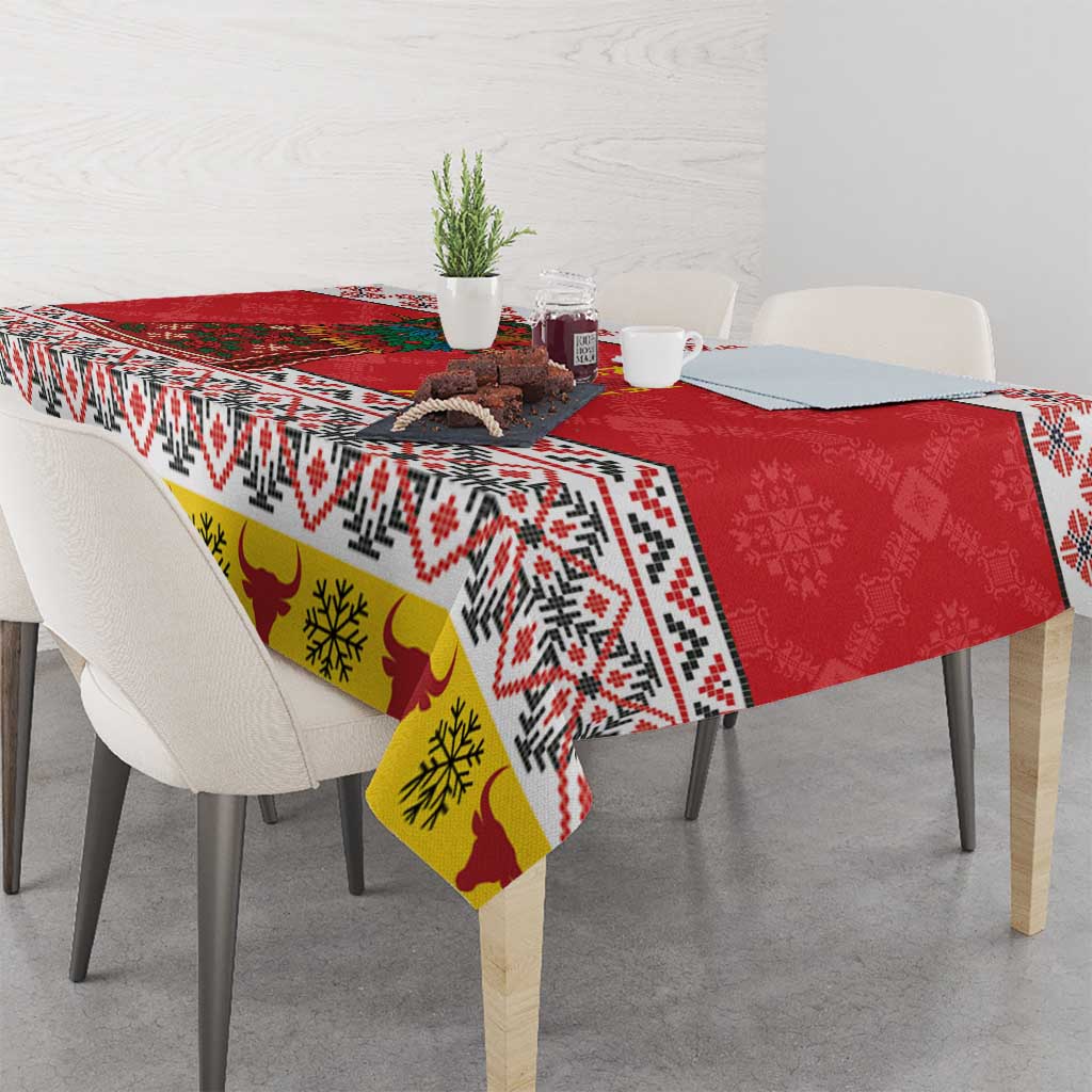 Personalized Romania Christmas Tablecloth Romanian Carpet The Goat Dance - Wonder Print Shop