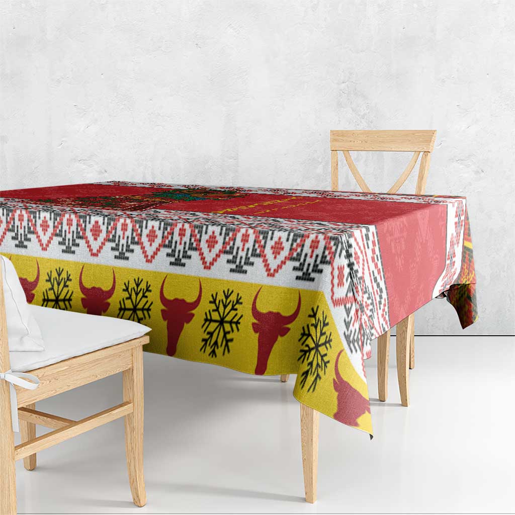 Personalized Romania Christmas Tablecloth Romanian Carpet The Goat Dance - Wonder Print Shop