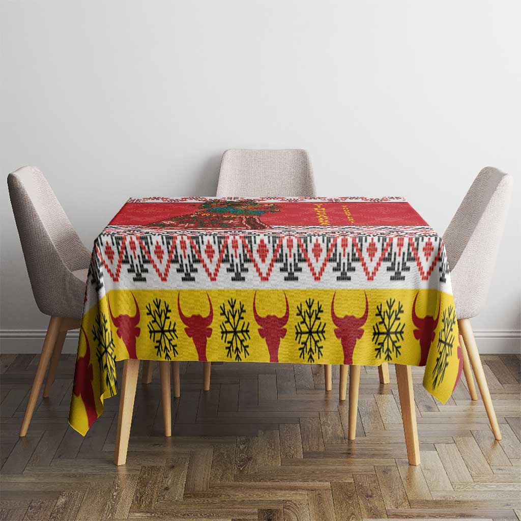 Personalized Romania Christmas Tablecloth Romanian Carpet The Goat Dance - Wonder Print Shop