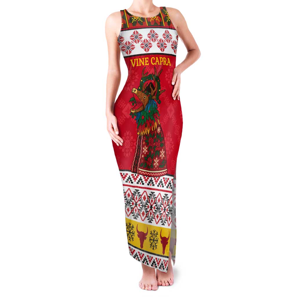 Personalized Romania Christmas Tank Maxi Dress Romanian Carpet The Goat Dance - Wonder Print Shop