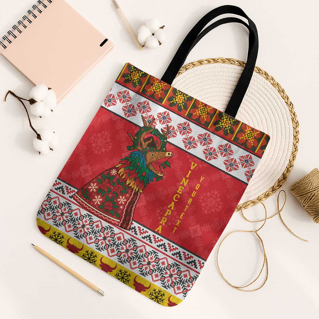 Personalized Romania Christmas Tote Bag Romanian Carpet The Goat Dance - Wonder Print Shop