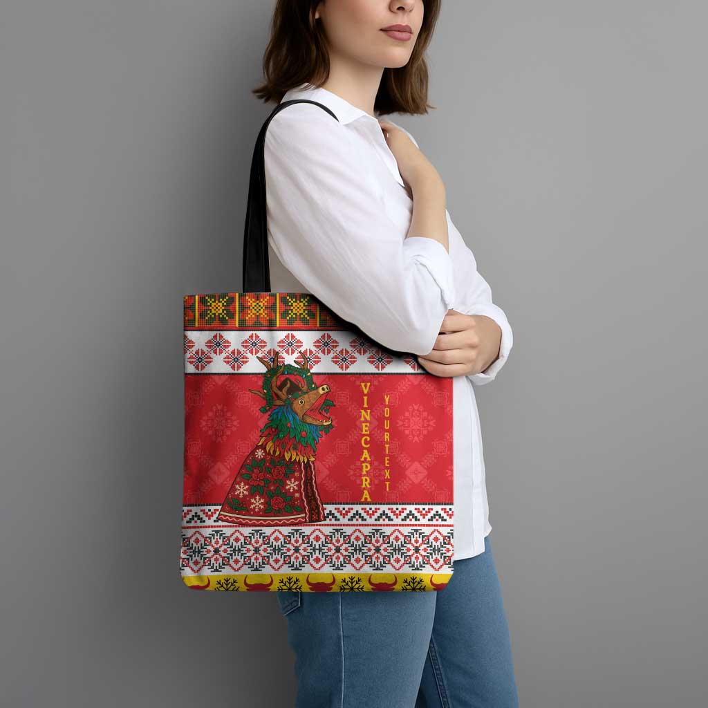 Personalized Romania Christmas Tote Bag Romanian Carpet The Goat Dance - Wonder Print Shop
