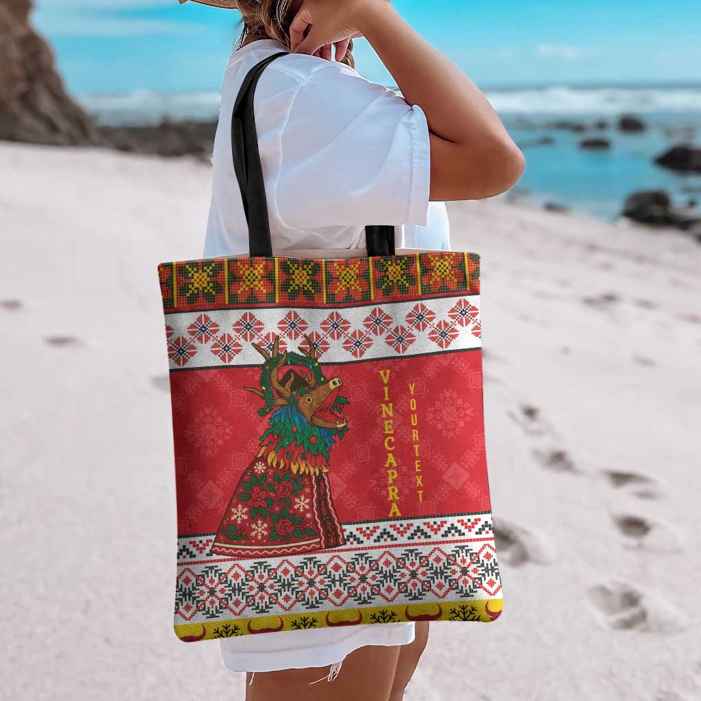 Personalized Romania Christmas Tote Bag Romanian Carpet The Goat Dance - Wonder Print Shop