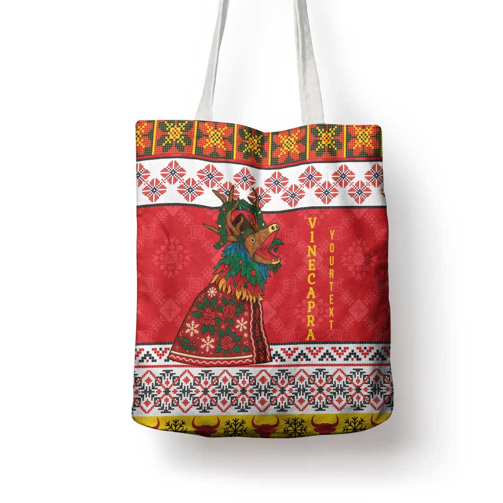 Personalized Romania Christmas Tote Bag Romanian Carpet The Goat Dance - Wonder Print Shop