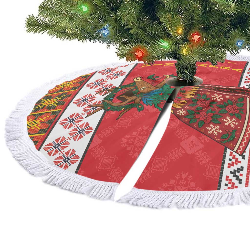 Personalized Romania Christmas Tree Skirt Romanian Carpet The Goat Dance - Wonder Print Shop