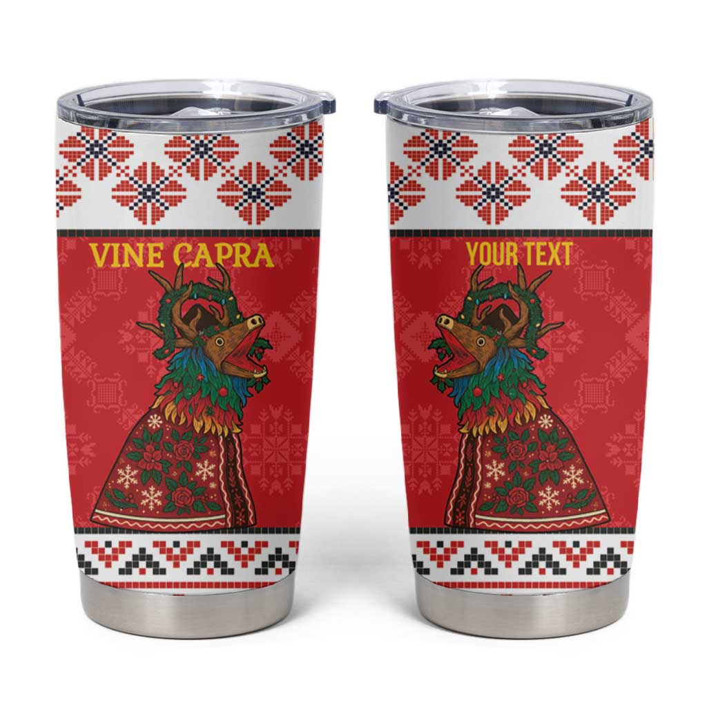 Personalized Romania Christmas Tumbler Cup Romanian Carpet The Goat Dance - Wonder Print Shop