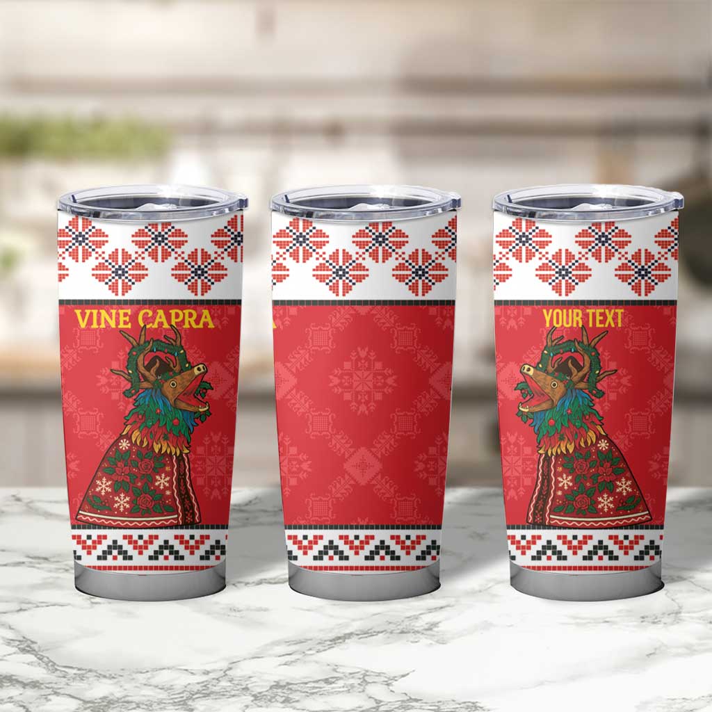 Personalized Romania Christmas Tumbler Cup Romanian Carpet The Goat Dance - Wonder Print Shop
