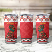 Personalized Romania Christmas Tumbler Cup Romanian Carpet The Goat Dance - Wonder Print Shop