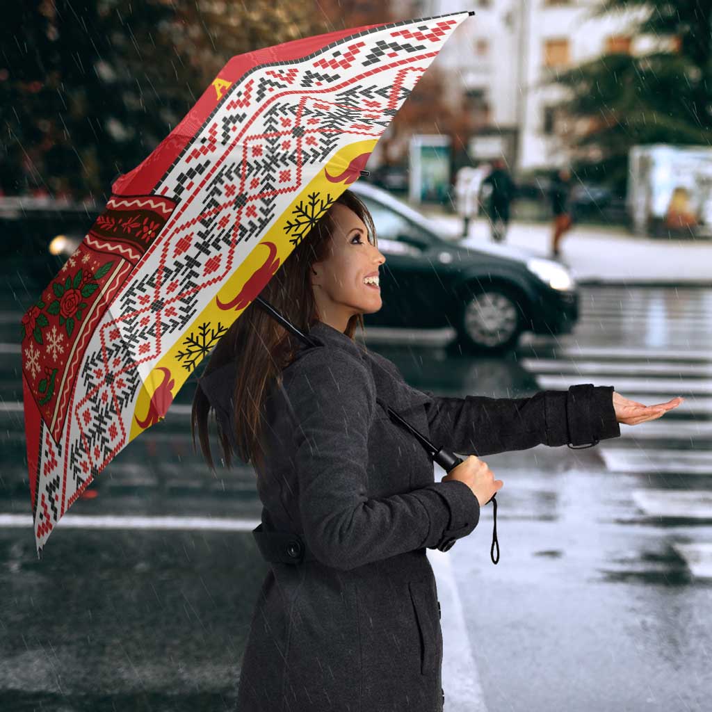 Personalized Romania Christmas Umbrella Romanian Carpet The Goat Dance - Wonder Print Shop