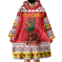 Personalized Romania Christmas Wearable Blanket Hoodie Romanian Carpet The Goat Dance - Wonder Print Shop