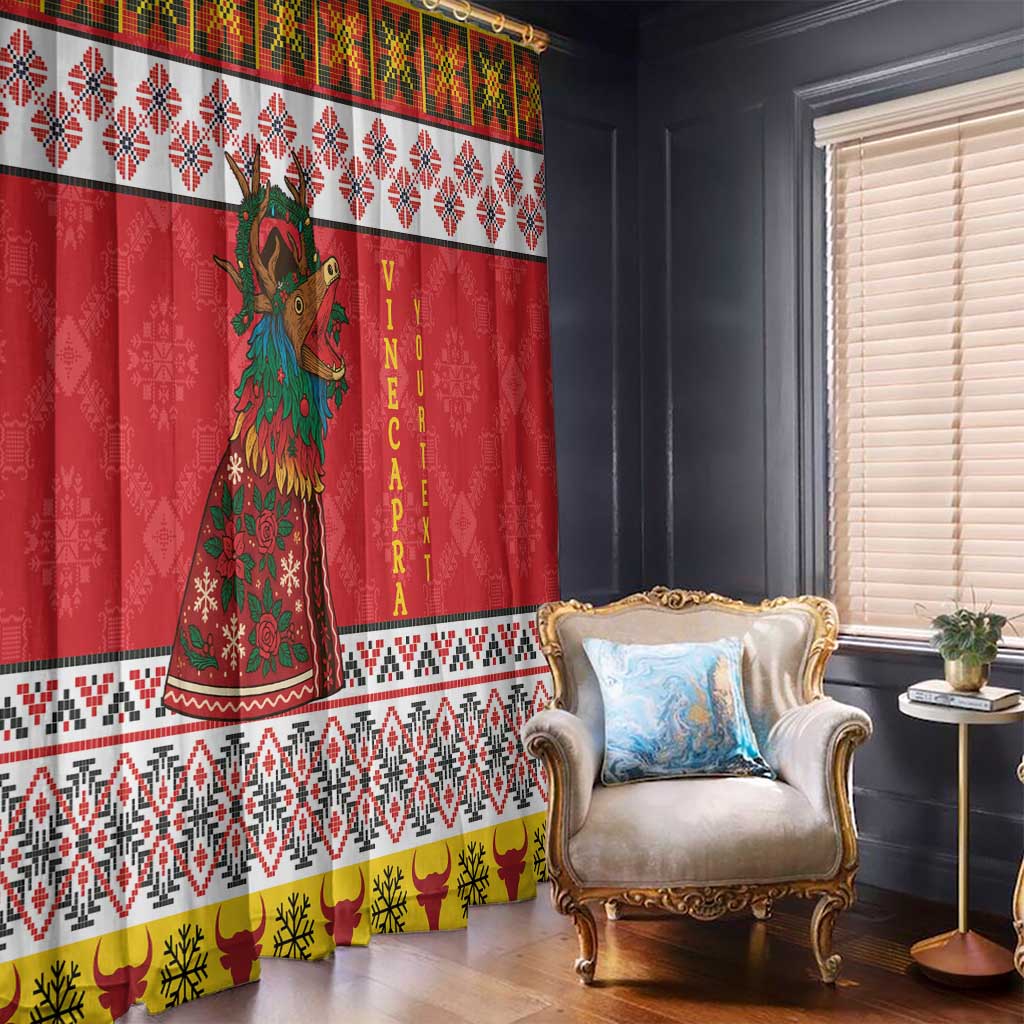 Personalized Romania Christmas Window Curtain Romanian Carpet The Goat Dance - Wonder Print Shop