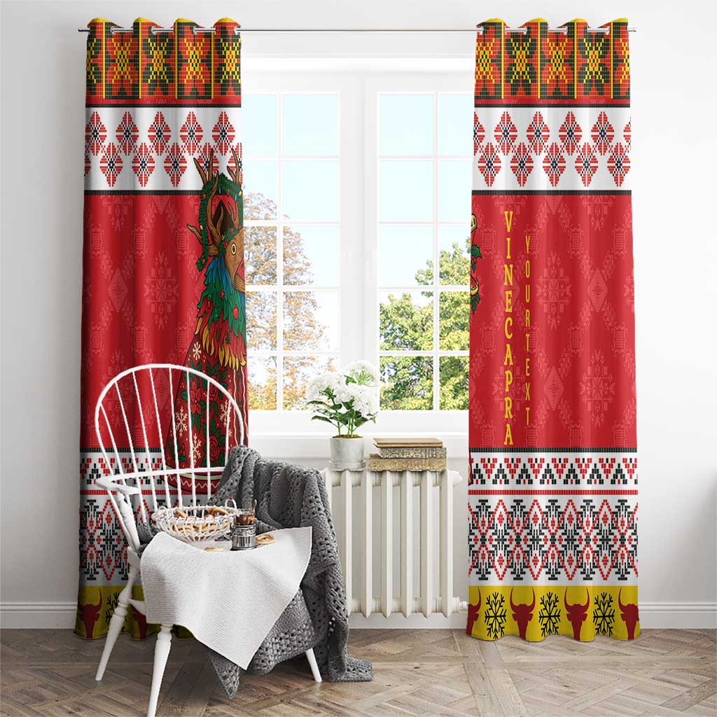 Personalized Romania Christmas Window Curtain Romanian Carpet The Goat Dance - Wonder Print Shop