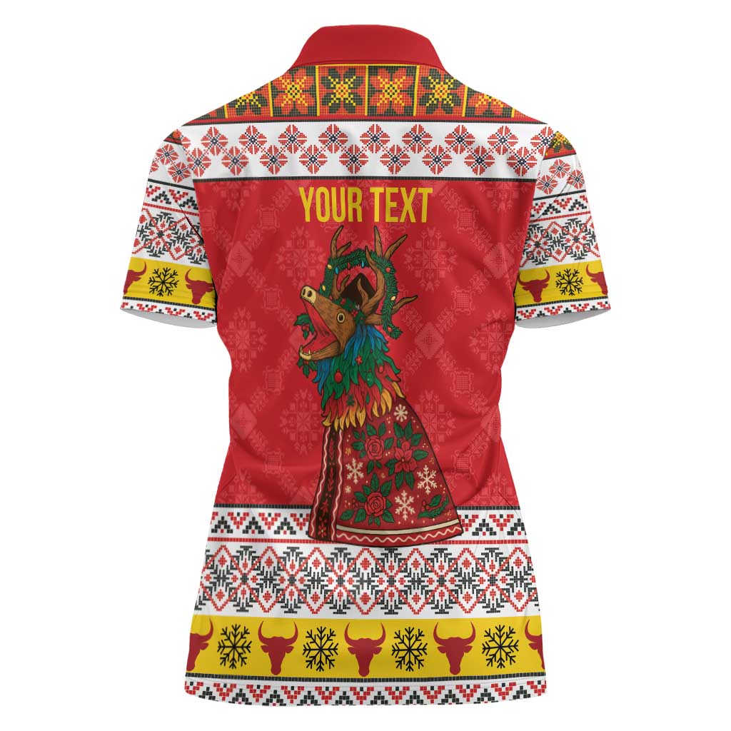Personalized Romania Christmas Women Polo Shirt Romanian Carpet The Goat Dance - Wonder Print Shop