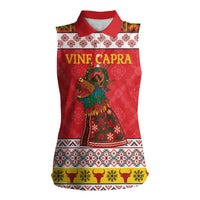Personalized Romania Christmas Women Sleeveless Polo Shirt Romanian Carpet The Goat Dance - Wonder Print Shop