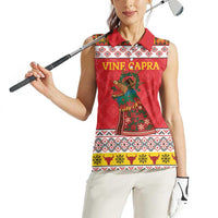 Personalized Romania Christmas Women Sleeveless Polo Shirt Romanian Carpet The Goat Dance - Wonder Print Shop