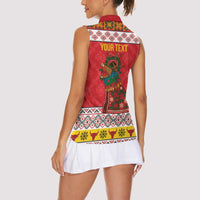 Personalized Romania Christmas Women Sleeveless Polo Shirt Romanian Carpet The Goat Dance - Wonder Print Shop