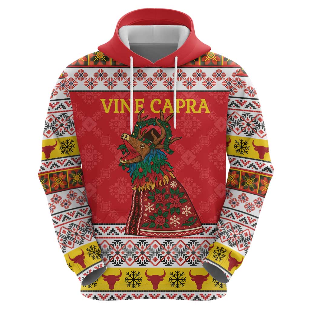 Personalized Romania Christmas Zip Hoodie Romanian Carpet The Goat Dance - Wonder Print Shop