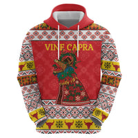 Personalized Romania Christmas Zip Hoodie Romanian Carpet The Goat Dance - Wonder Print Shop