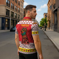 Personalized Romania Christmas Zipper Polo Shirt Romanian Carpet The Goat Dance - Wonder Print Shop