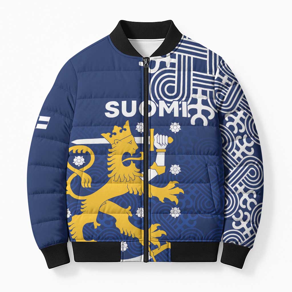 Finland Nordic Lion Bomber Puffer Jacket Pride Of Suomi - Wonder Print Shop