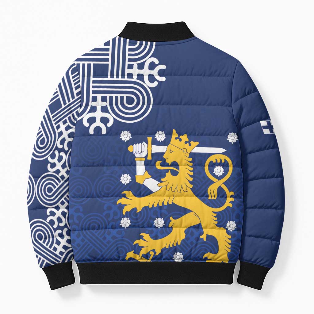 Finland Nordic Lion Bomber Puffer Jacket Pride Of Suomi - Wonder Print Shop
