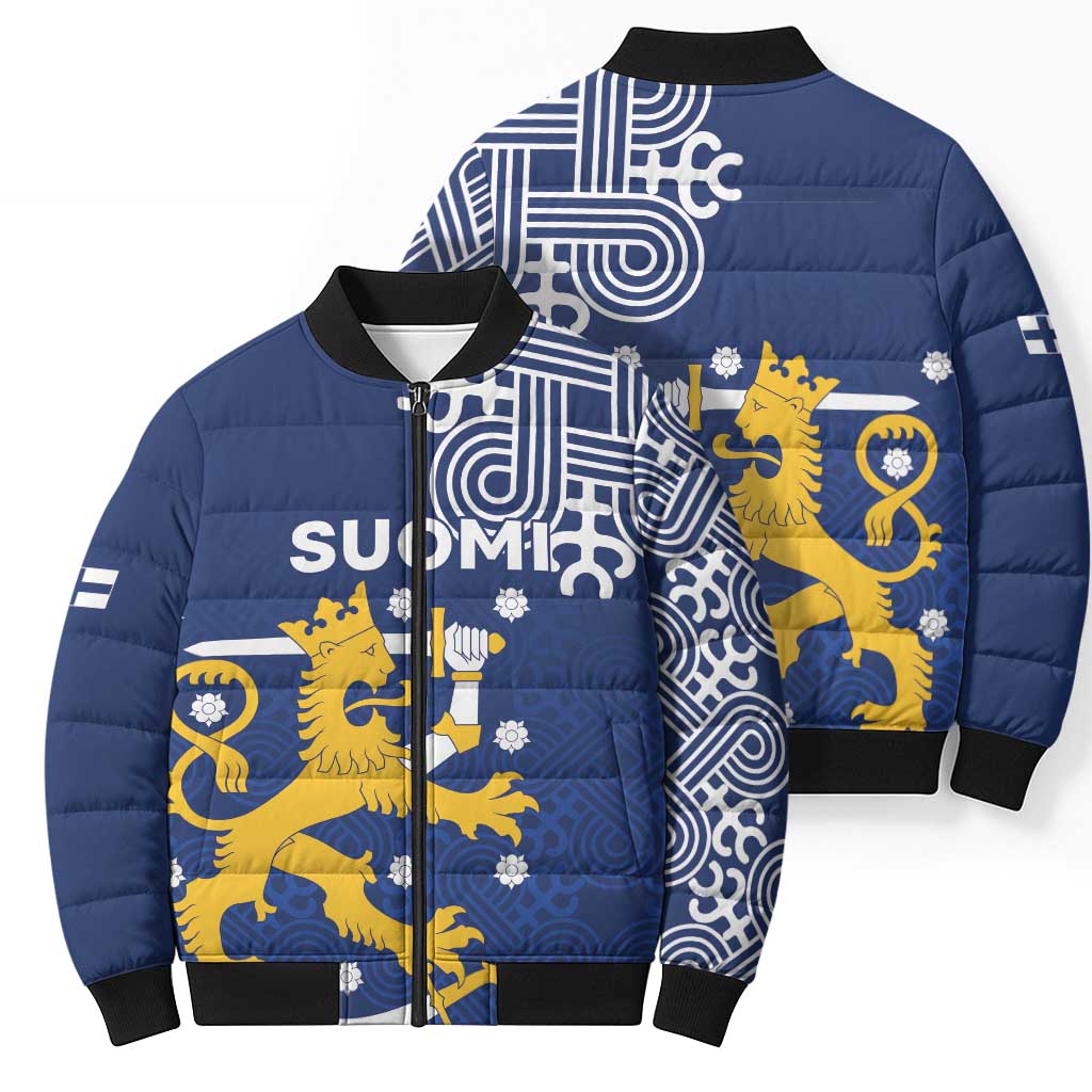 Finland Nordic Lion Bomber Puffer Jacket Pride Of Suomi - Wonder Print Shop
