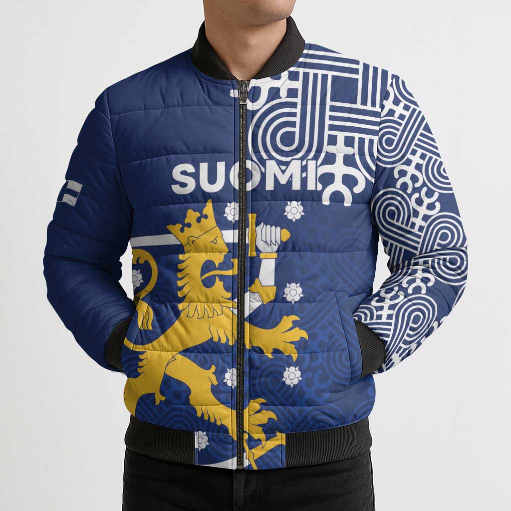 Finland Nordic Lion Bomber Puffer Jacket Pride Of Suomi - Wonder Print Shop