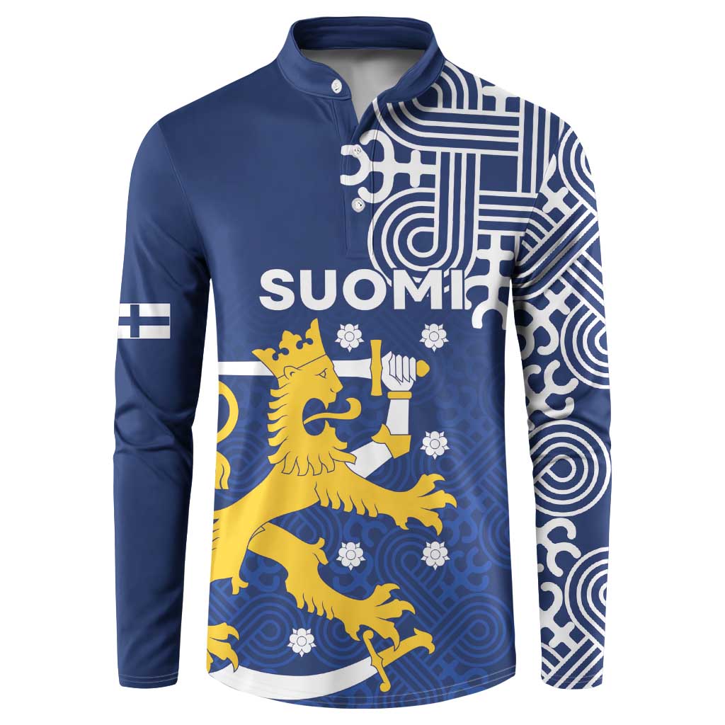 Finland Nordic Lion Button Sweatshirt Pride Of Suomi - Wonder Print Shop