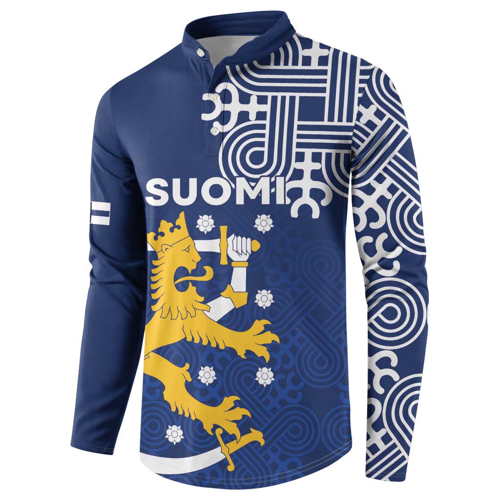 Finland Nordic Lion Button Sweatshirt Pride Of Suomi - Wonder Print Shop
