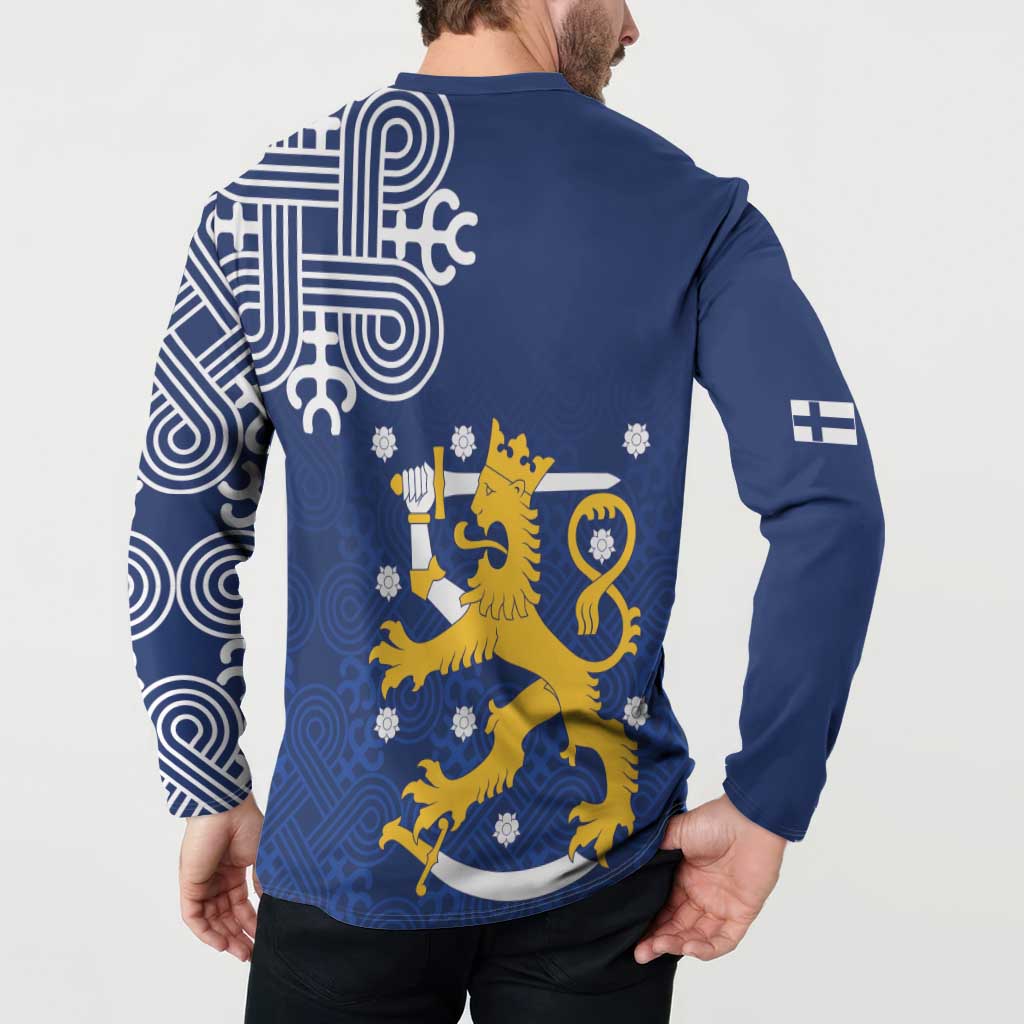 Finland Nordic Lion Button Sweatshirt Pride Of Suomi - Wonder Print Shop