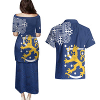 Finland Nordic Lion Couples Matching Puletasi and Hawaiian Shirt Pride Of Suomi - Wonder Print Shop