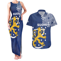 Finland Nordic Lion Couples Matching Tank Maxi Dress and Hawaiian Shirt Pride Of Suomi - Wonder Print Shop