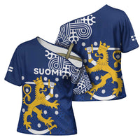 Finland Nordic Lion Cross Shoulder Shirt Pride Of Suomi - Wonder Print Shop